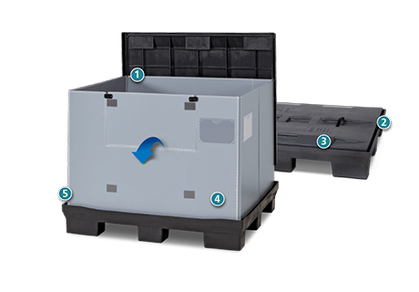Pallet container 1200x1000x990 mm System-1210KL